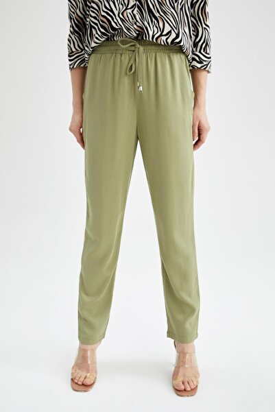 DeFacto Harem Normal Waist Straight Leg Pocket Viscose Trousers
