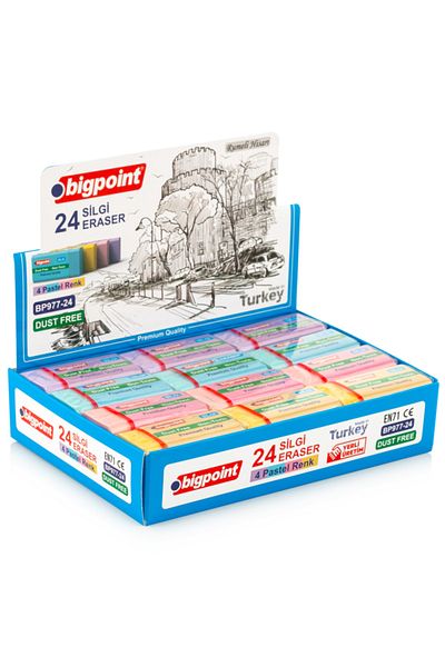 Bigpoint Dust-free Pastel Colored Eraser Box of 24
