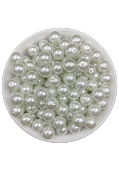 Hedef Bijuteri 50 جرام، 12 ملم حبات اللؤلؤ الزجاجي الأبيض اللون، خرز لصنع إكس...