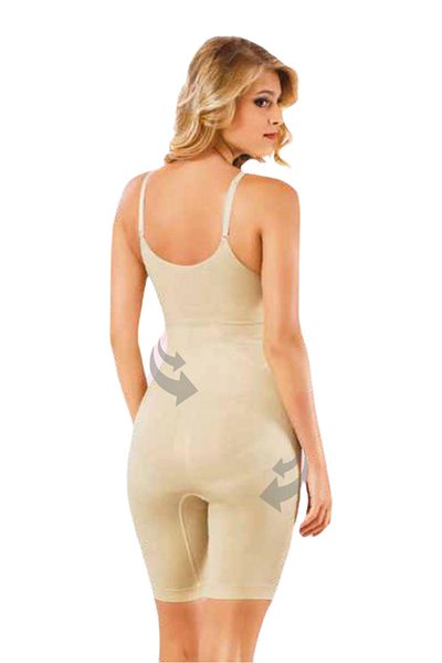 John Ray Women's Nude Colored Full Length Body Corset with Adjustment Straps