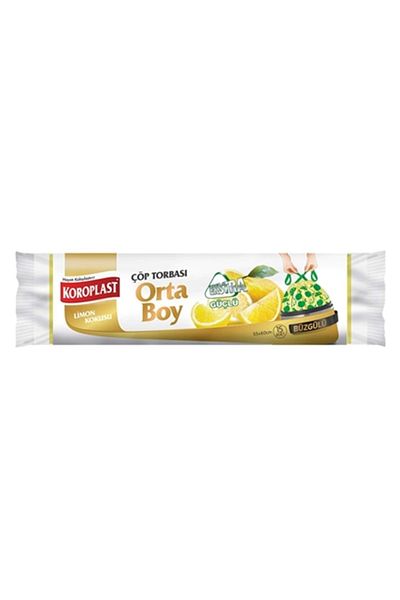 Koroplast Extra Strong Drawstring Garbage Bag Medium Size 55 X 60 cm 15 Pieces - Yellow