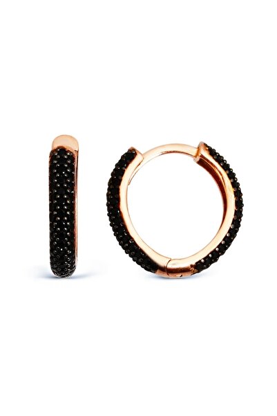 Argentum Concept 925 Ayar Gümüş Siyah Taşlı Halka Küpe - K051301