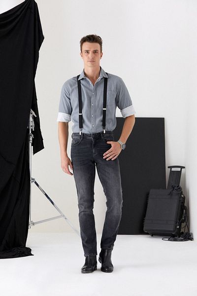 Pantamo Jeans Ανδρικό τζιν Pantamo Light Tone Distressed Black Slim Straight