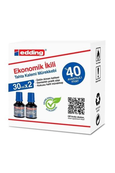 Edding Bt30 Tahta Kalemi Mürekkebi 30ml 2li Kutu Mavi Edbt30k203