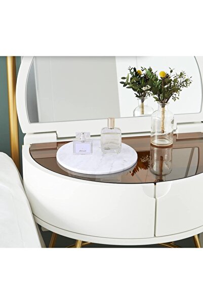 Sümeyra Marble Art Viva Round Marble Plate Marble Presentation Rack 28cm