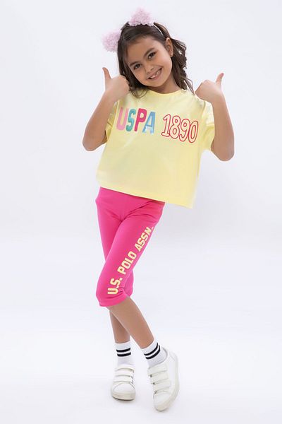 U.S. Polo Assn. Light Yellow Girl's Crew Neck Tights Set