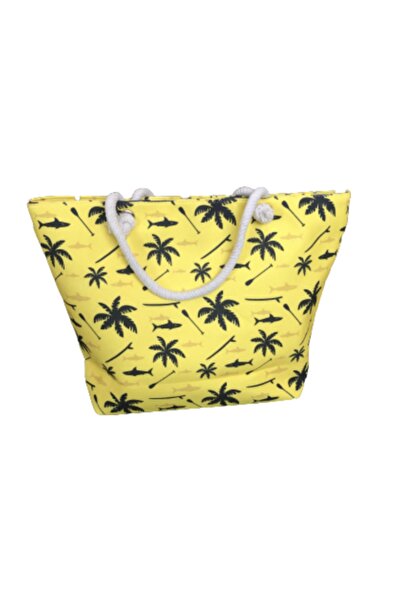 Suyutti Geantă de plajă galbenă, căptușită cu fermoar