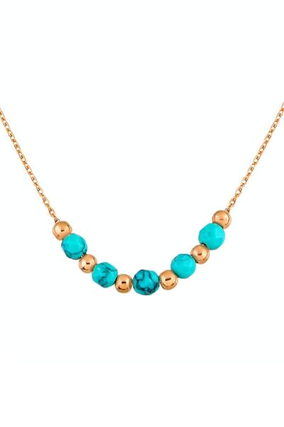 Argentum Concept 925 Ayar Gümüş Firuze Taşlı Rose Toplu Kolye - N070201