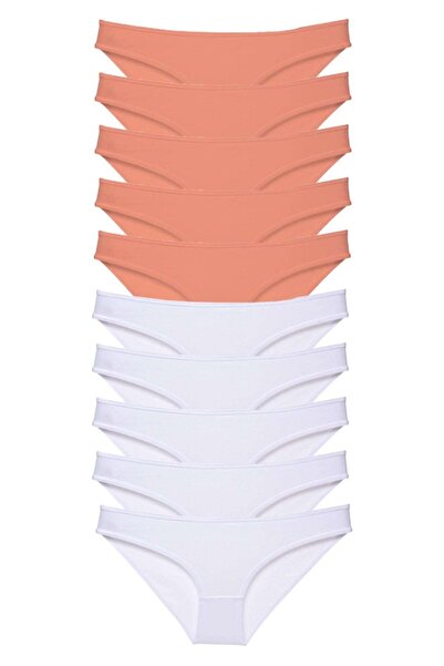 Royaleks Women's Powder White Super Eco Set Lycra Slip Panties 10 Pieces