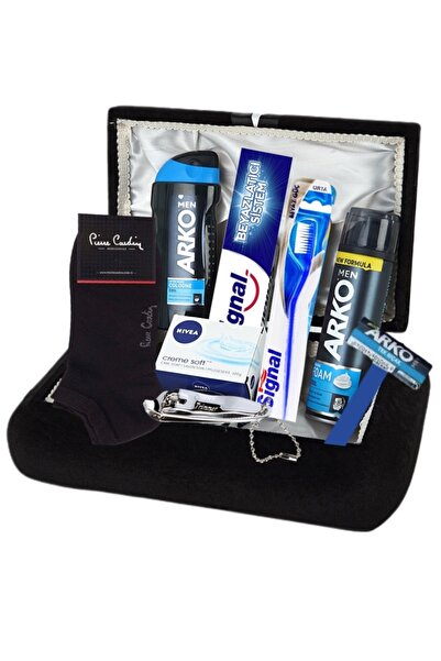 Arko Men Erkek Bakım Seti + Pierre Cardin %85 Bambu Patik Çorap - Damat Sandığı