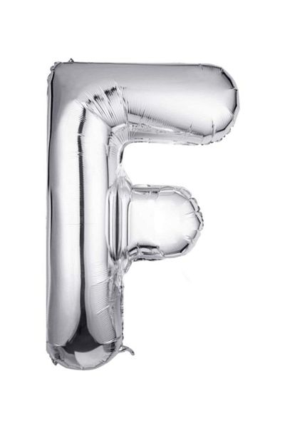 SURPRISE PARTY STORE F Letter Balloon Silver Gray Color Foil Balloon 100 cm 40 inches