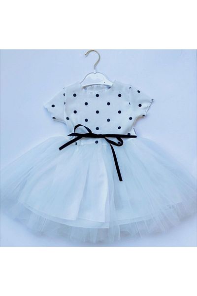 Alingo Polka Dot Patterned Short Sleeve Girl's Tutu Dress