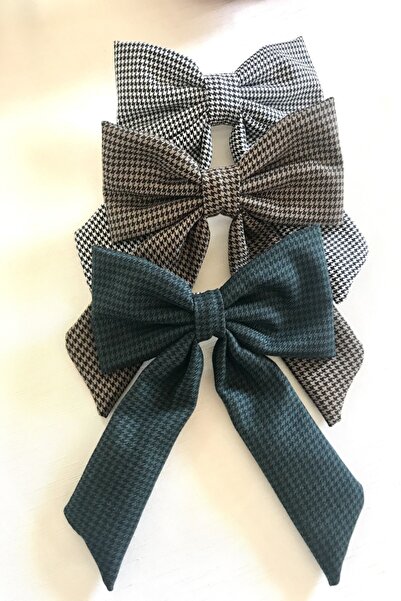 alsaccessories Set de catarame cu fundita cu trei cleme, culoare maro si verde