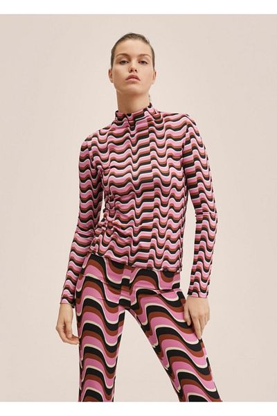 MANGO Woman T-shirt με ρετρό στάμπα