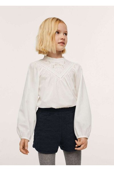 MANGO Kids Dětské černé prošívané šortky