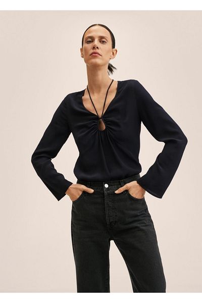 MANGO Woman Ripped Detailed Blouse