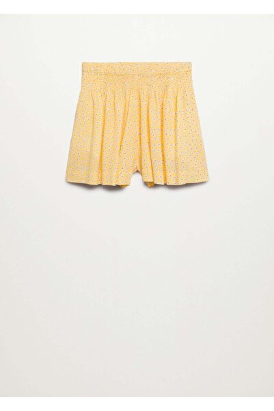MANGO Woman Kadın Sarı Çiçek Baskılı Şort