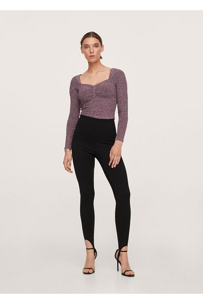 MANGO Woman Long Sleeve Shiny T-Shirt