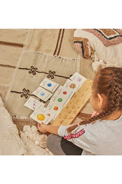 ESLENTA مجموعة الكواكب الخشبية وبطاقات المعلومات