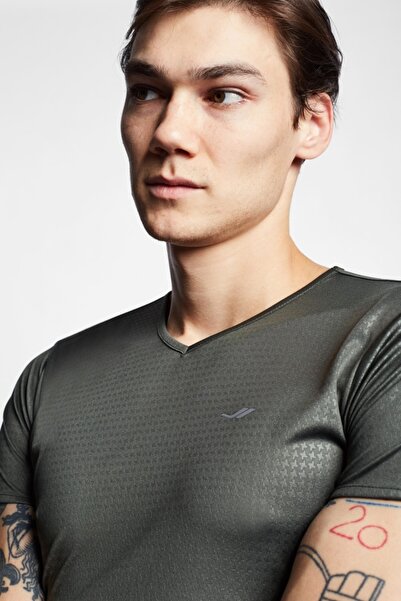 Lescon Ανδρικό κοντομάνικο μπλουζάκι χακί 22s-1222-22b