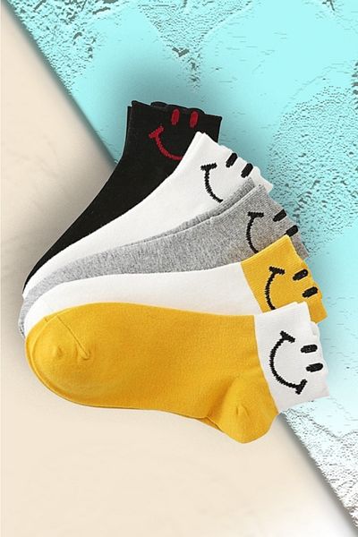 footmania Комплект от 5 дамски многоцветни памучни колежански чорапи