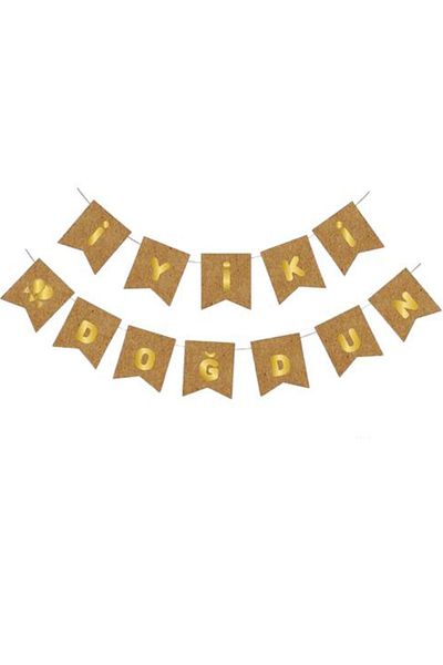 Trend Hediye Sepeti Καλή ημέρα γενεθλίων Kraft Gold Foil Banner Banner Pennant γενέθλια