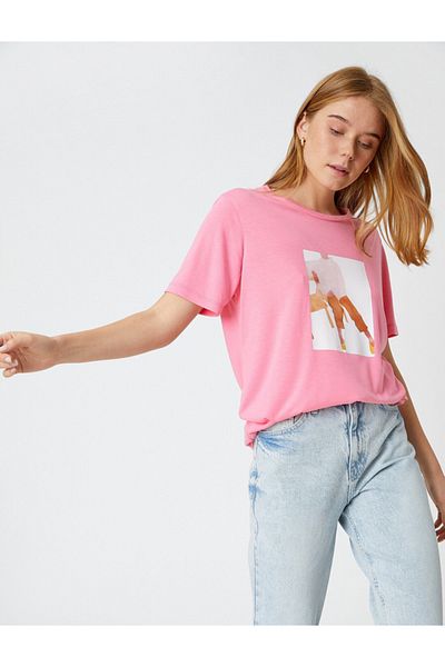 Koton Crew Neck Short Sleeve Printed T-Shirt