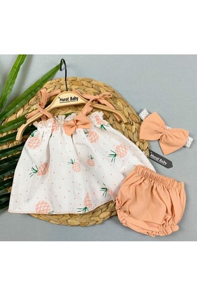 Murat Baby Baby Girl Pineapple Printed Dress Set