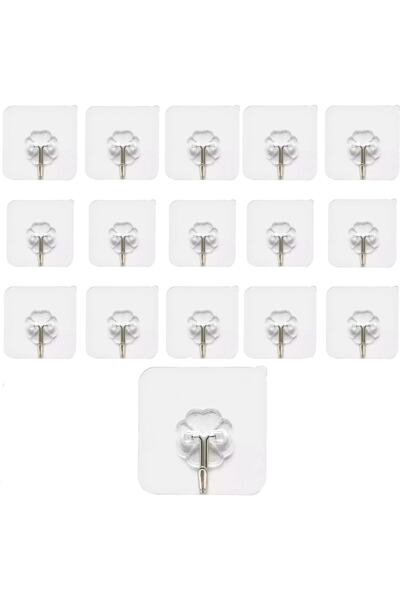 For Prime Kendinden Yapışkanlı 15 Adet Askı Şeffaf Banyo Mutfak Havlu Askısı ...