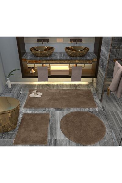 Pellacio Covoraș de baie Set triplu 5 culori din pluș, bază anti-alunecare, l...