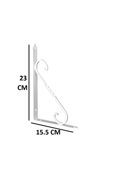 Genel Markalar Renk Seçenekli Beyaz 23x15.5 Ferforje Raf Altı Metal L Ayak - Raf Altı - Tek Ebat - Beyaz
