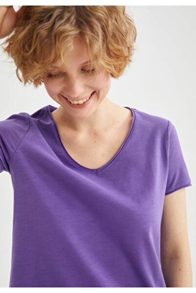 DeFacto Regular Fit V Yaka Kısa Kollu Tişört