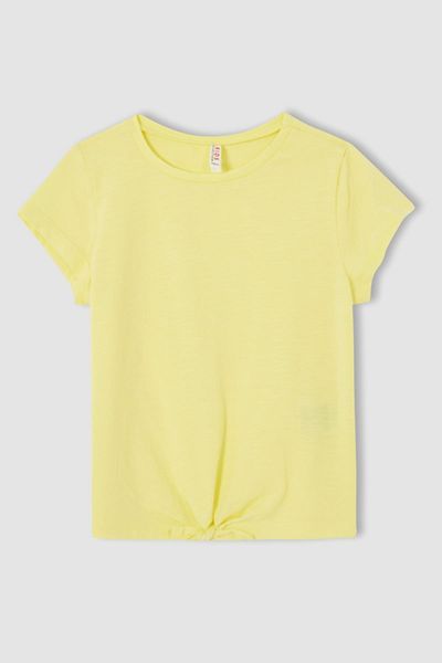 DeFacto Girl's Short Sleeve T-Shirt with Tie Detail