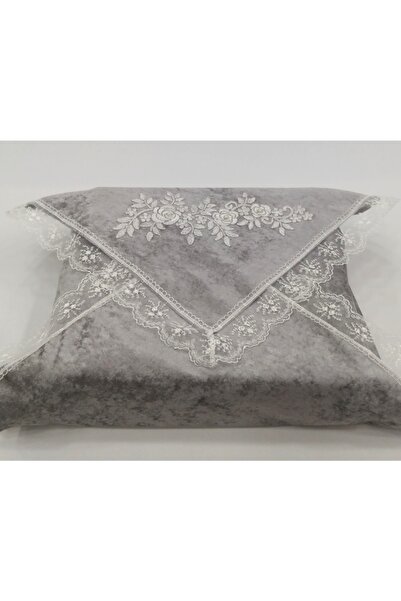 Eylül Çeyizlik Kadife Nişan Bohçası Fransız Güpürlü Bohça