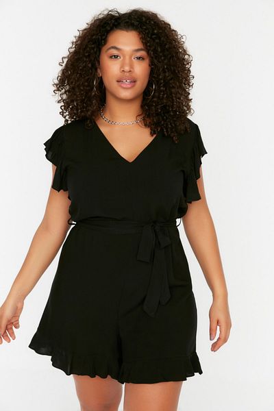 Trendyol Curve Plus Size Jumpsuit - Black - Regular fit