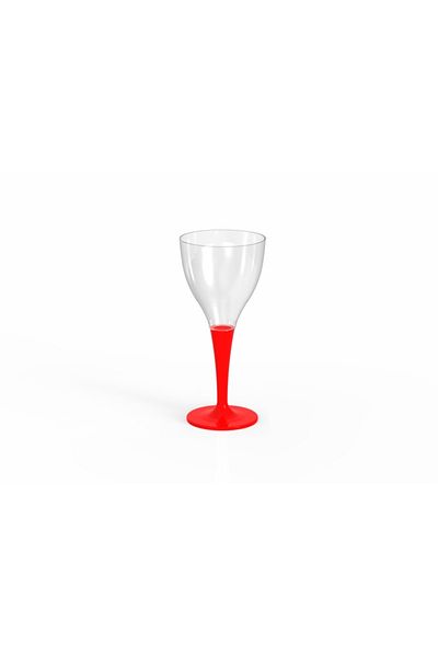 BERGAMA PLASTİK Plastic Wine Glass Red Disposable And Reusable Party Glass (10 Pieces)