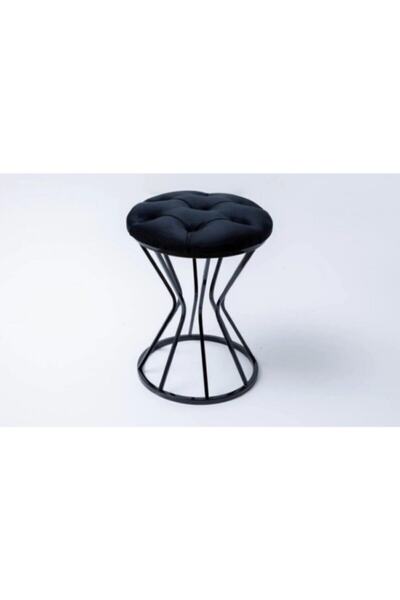 aldagelsin Metal Ayaklı Lüks Puf Tabure Kara Inci
