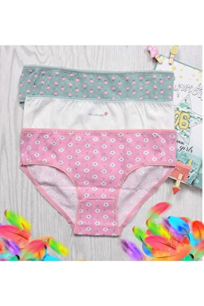 Koza Kız Çocuk Desenli 3'lü Külot