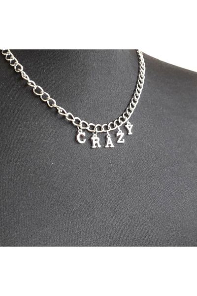 AlpCollection Gray Crazy Lettered 45 cm Chain Gift Necklace Jewelry
