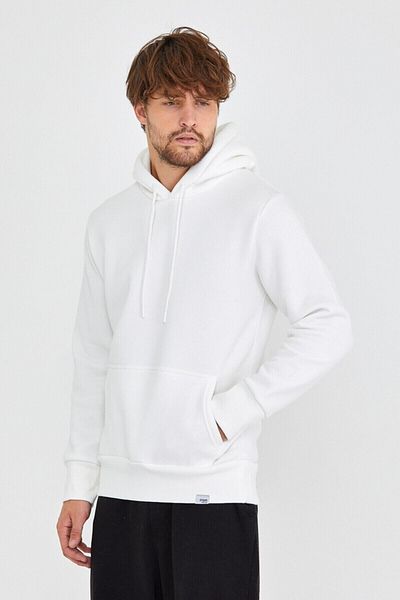 AMAZING CRASH Hanorac de bază alb unisex cu glugă și buzunar cangur