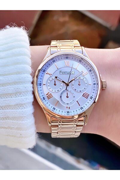 Ferrucci 2 Yıl Garantili Kadın Kol Saati Su Geçirmez Çelik Kordon Rose Gold