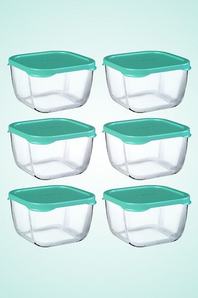 Paşabahçe 6-Piece Snowbox Storage Container Set - 275cc - Green with Lid