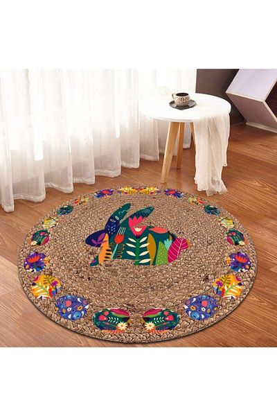 Bonny Home Rabbit Pattern Jute Wicker Round Door Face Plate Ks-1022