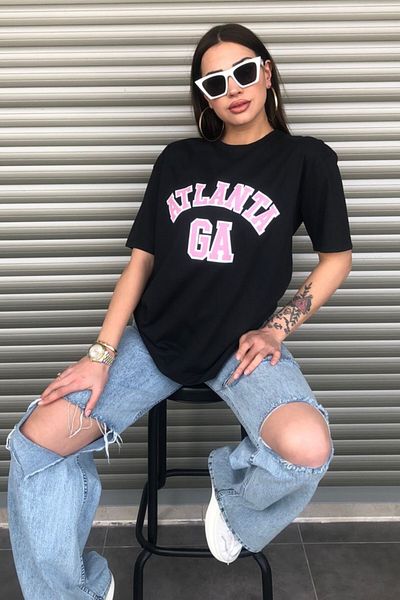 MODAGEN Atlanta Pink Printed Women's Oversize T-shirt