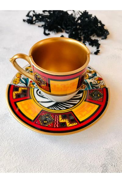 Arı Ev Two Patterned Double Pattern Canga Series Single Coffee Cup
