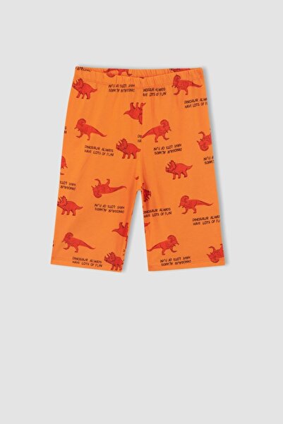 DeFacto Erkek Çocuk Dinozor Desenli Kısa Kollu Pamuklu Pijama Takım