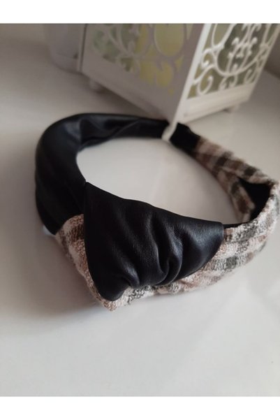 EyER Shoping Çift Renkli Deri Detaylı Düğüm Taç