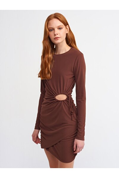 Dilvin 9152 Pencere Detaylı Elbise-ç.kahve