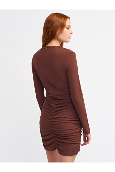 Dilvin 9152 Pencere Detaylı Elbise-ç.kahve