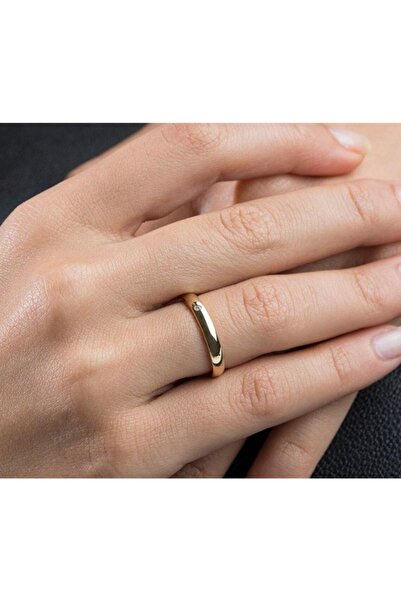 Üresinler Kuyumculuk 3mm Klasik Bombeli Pırlanta Alyans 14 Ayar Altın